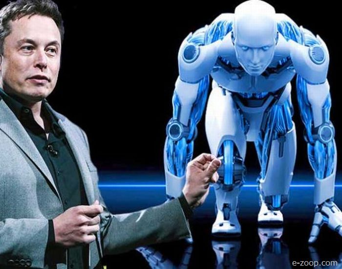 Elon Musk mostra um desenho de robô humanoide. 