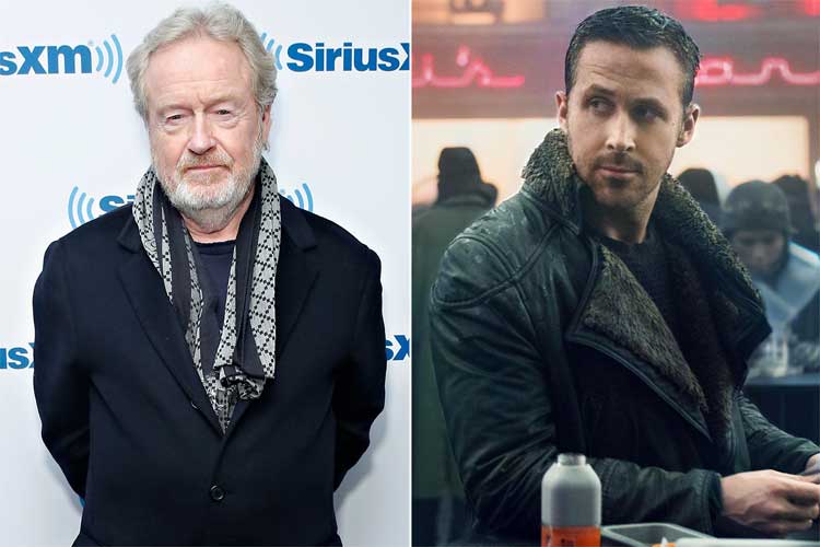 Ridley Scott e Ryan Gosling em Blade Runner 2099.