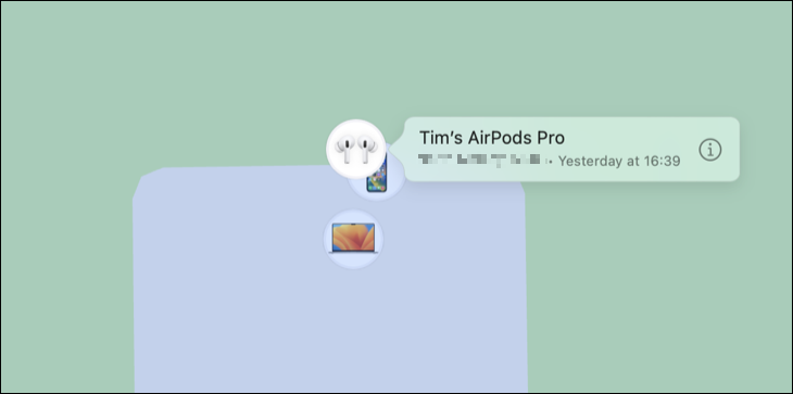 Última localização conhecida no Find My no Mac.