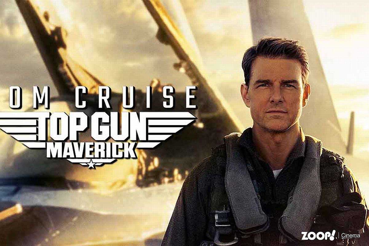 Tom Cruise no cartaz de Top Gun: Maverick.