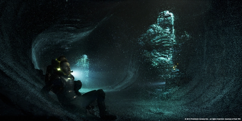 Os hologramas dos engenheiros correm dentro da nave no filme Prometheus.