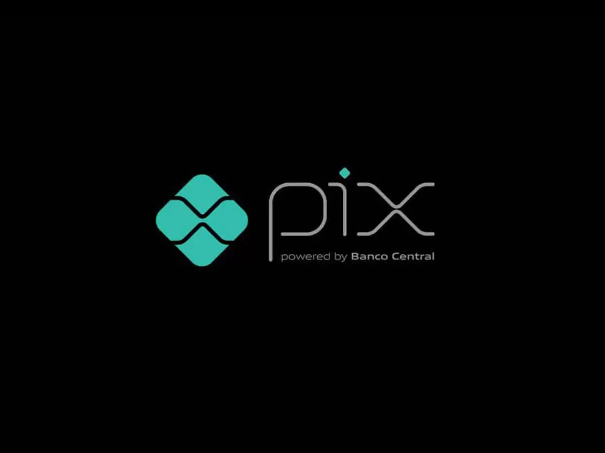 A marca do sistema de pagamentos PIX sobre um fundo preto