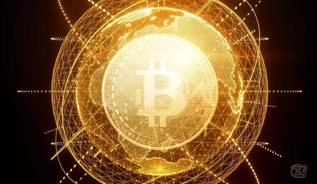 Uma arte conceitual tendo uma moeda de bitcoin ao centro ilustra o nosso artigo sobre: Como analisar uma criptomoeda. 