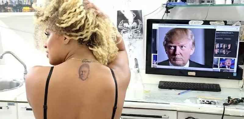 Da série tatuagens curiosas: A Miss bumbum e a sua tatu do ex-presidente Donald Trump