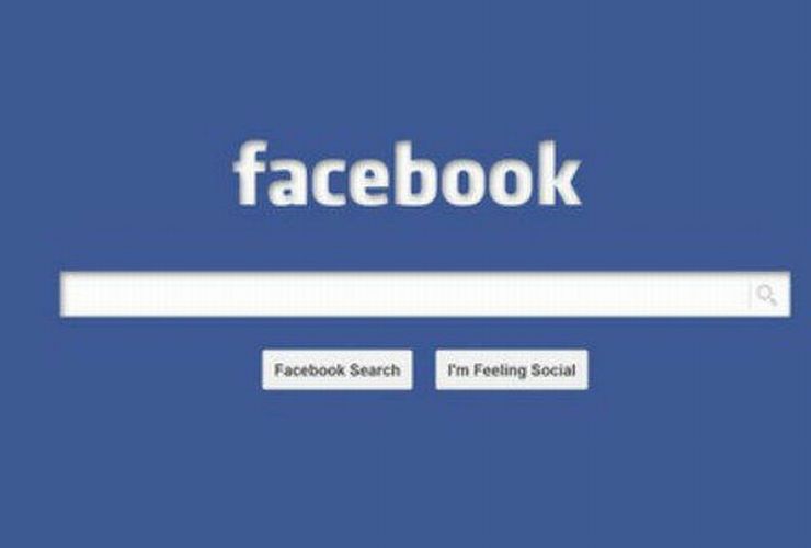 Tela com a marca do Facebook em azul mostrando um campo de pesquisa logo abaixo ilustra nosso artigo sobre: Facebook lança "Busca Social" nos Estados Unidos.