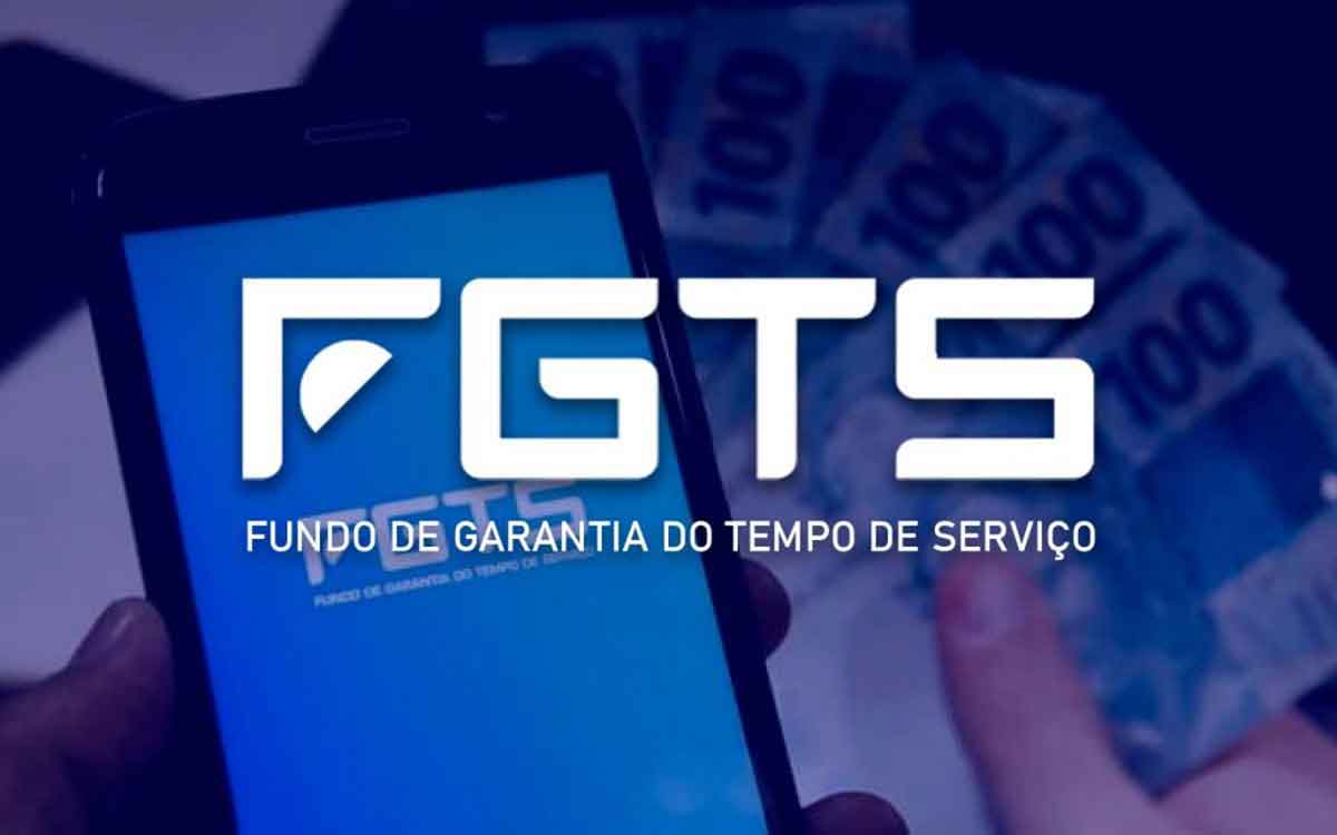 A marca do FGTS em fundo azul.